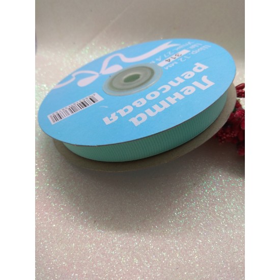 Лента репсовая однотонная 1,2 см*27,4 м (цв.светло-мятный), цена за катушку